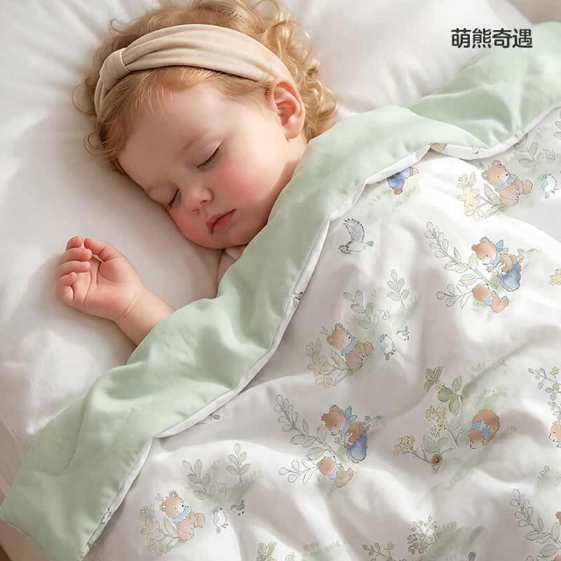 可优比(KUB)儿童夏凉被婴儿10A抗菌含桑蚕丝空调被宝宝凉感被新生儿幼儿园被 抗菌凉感被-萌熊奇遇 120×150cm