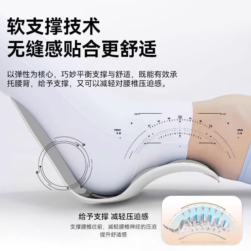 梦丝洛护腰坐垫久坐神器人体工学靠背坐垫椅办公室支撑久坐屁股不疼不累 灰色.