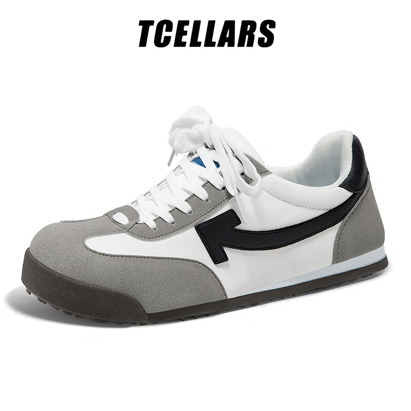 Tcellars德训鞋男鞋春季2026新款潮流百搭平底板鞋低帮舒适运动休闲鞋子 雾霾灰 39