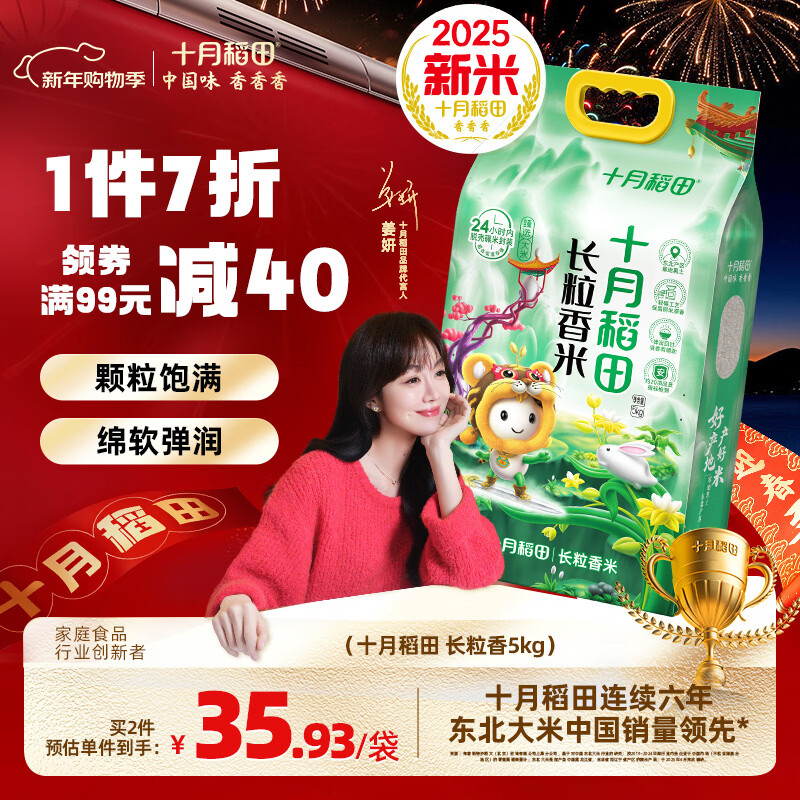 十月稻田 【2025年新米上市】长粒香大米5kg 东北大米10斤 团购福利 年货