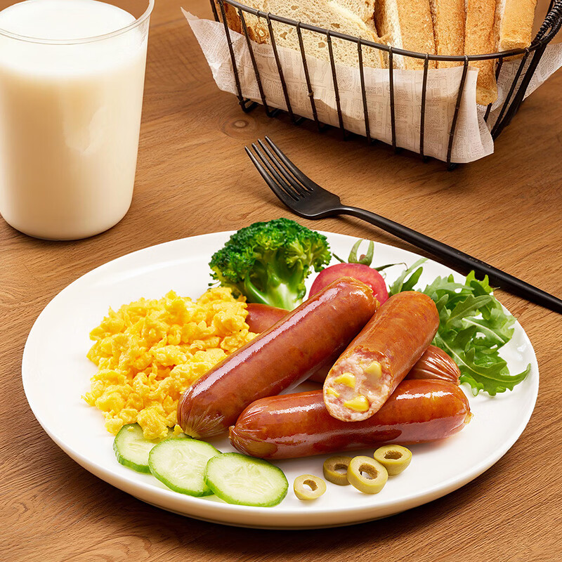 荷美尔（Hormel）加州火腿片150g*3包早餐三明治沙拉随意火腿德式香肠一口香鸡肉肠 【顺丰冷运】车达芝士肠180g*3包（效期至26.4）