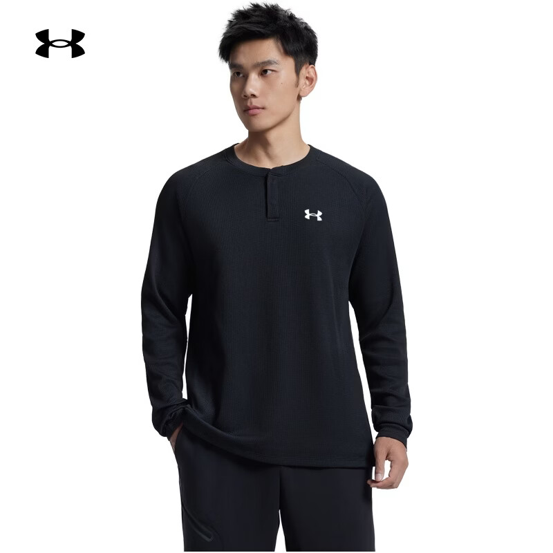 安德玛(Under Armour)UA秋冬男子亨利领运动休闲长袖T恤6010174 黑色001 L