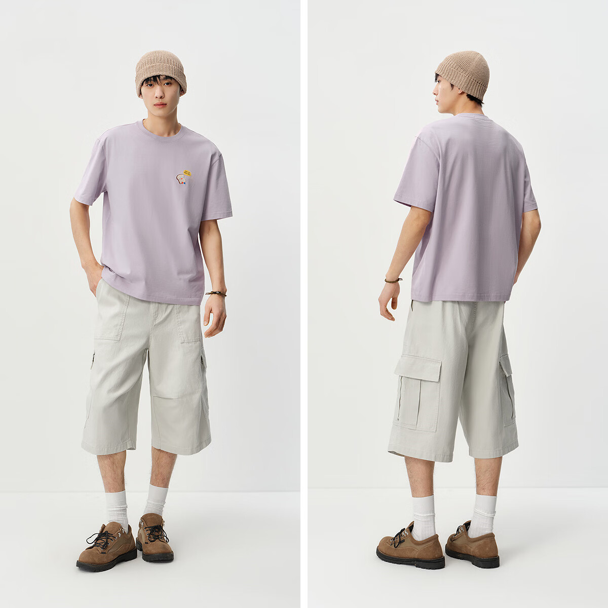 森马(Semir)王安宇同款丨短袖t恤男26夏季新款重磅打底衫吸湿速干上衣图案短t 橡皮粉61251 3XL