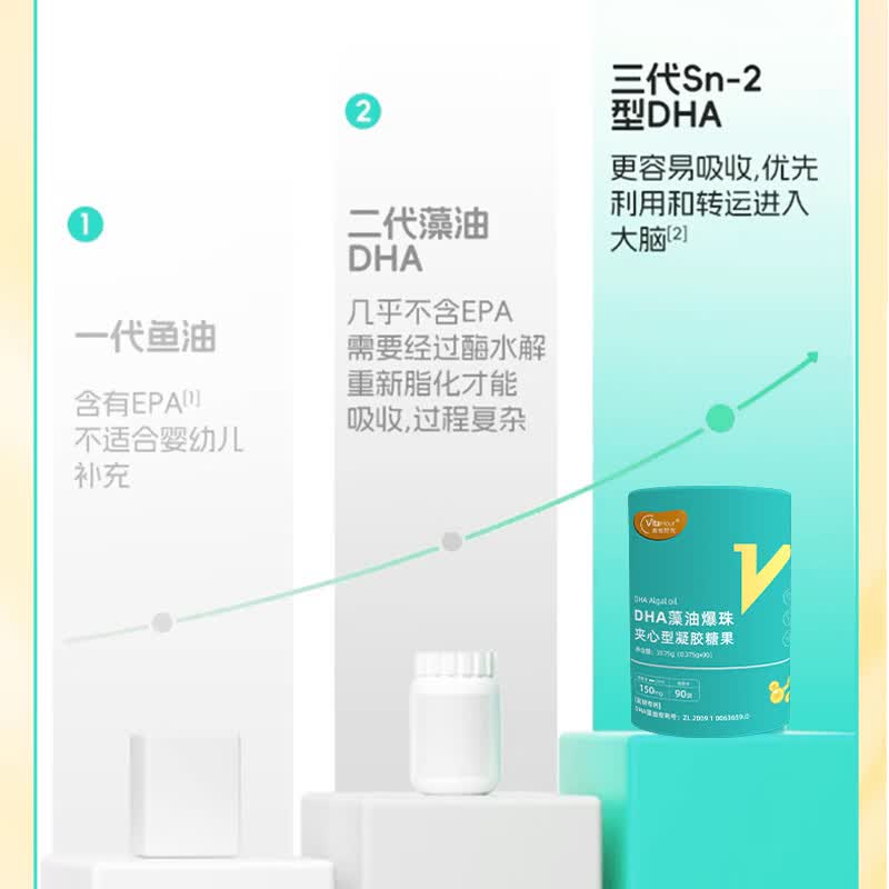 唯他时光ps+dha藻油眼脑dha儿童学生ps青少年非鱼油 脂酰丝氨酸 DHA藻油【周期装】甜橙味 90袋*3罐