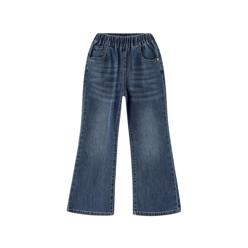 笛莎（DEESHA）官方童装女童牛仔裤春秋新款大童女孩儿童时尚洋气透气百搭喇叭裤 牛仔兰 120