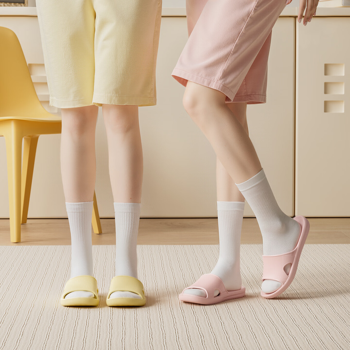 朴西云漫居家室内凉拖鞋时尚薄底春夏浴室防滑EVA可外穿凉拖鞋女 奶油黄 39-40