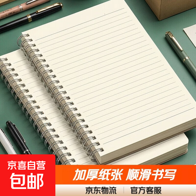 【老师推荐】热销十万线圈本b5笔记本子得力同款日记本简约大学生考研大号加厚本子记事本错题摘抄 A5横线-2本装（160张）