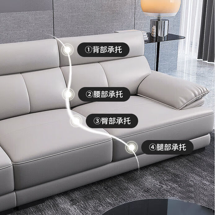 梵盛林2026新款沙发客厅皮沙发头层牛皮组合现代简约小户型意式贵妃极简 头层牛皮[接触面] 3.2m 直排+脚踏
