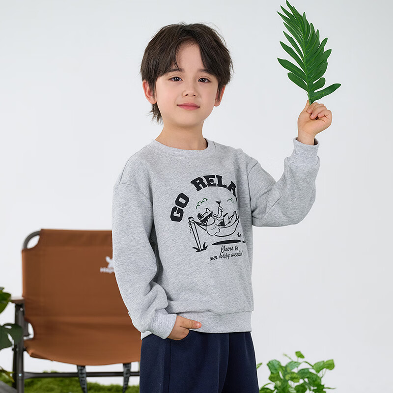 棉花堂（cottontown）针织圆领卫衣 麻灰 90 90/52