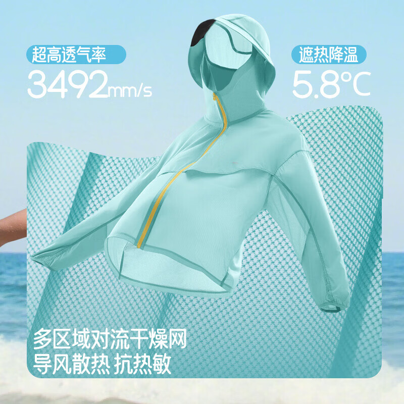 蕉下(beneunder)儿童透气全防护防晒衣夏季轻薄透气外套防紫外线防晒服透气速干 湾宇蓝 26NEW 140