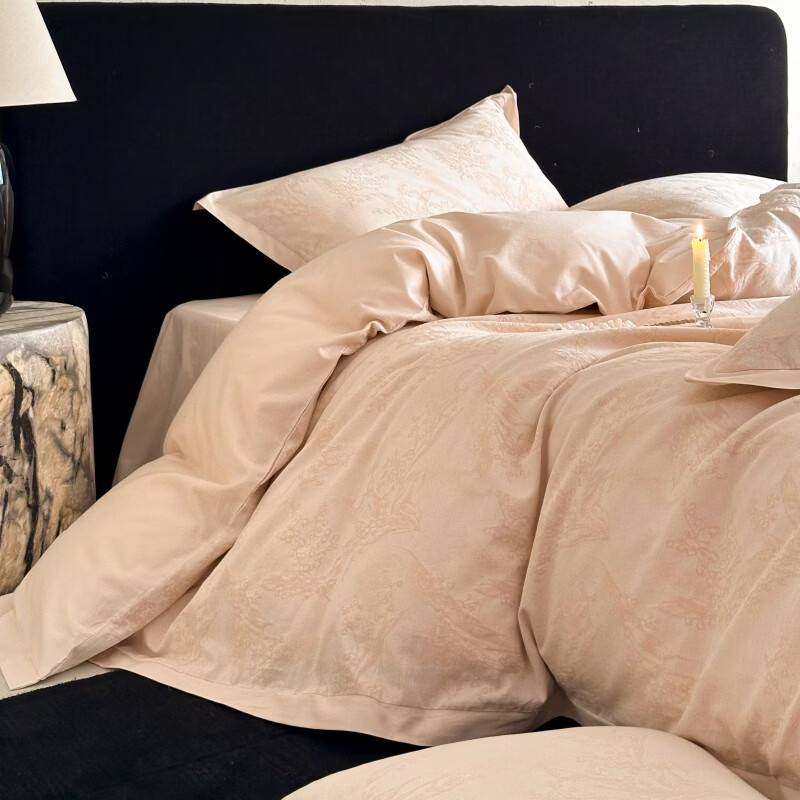 ROLAND LIVE全棉色织水洗棉四件套AB版全棉长绒棉被套床单透气柔软1.8米床 TGH 全棉色织水洗棉四件套-铃兰物语粉色 1.5米床 床单款 【被套200*230cm】