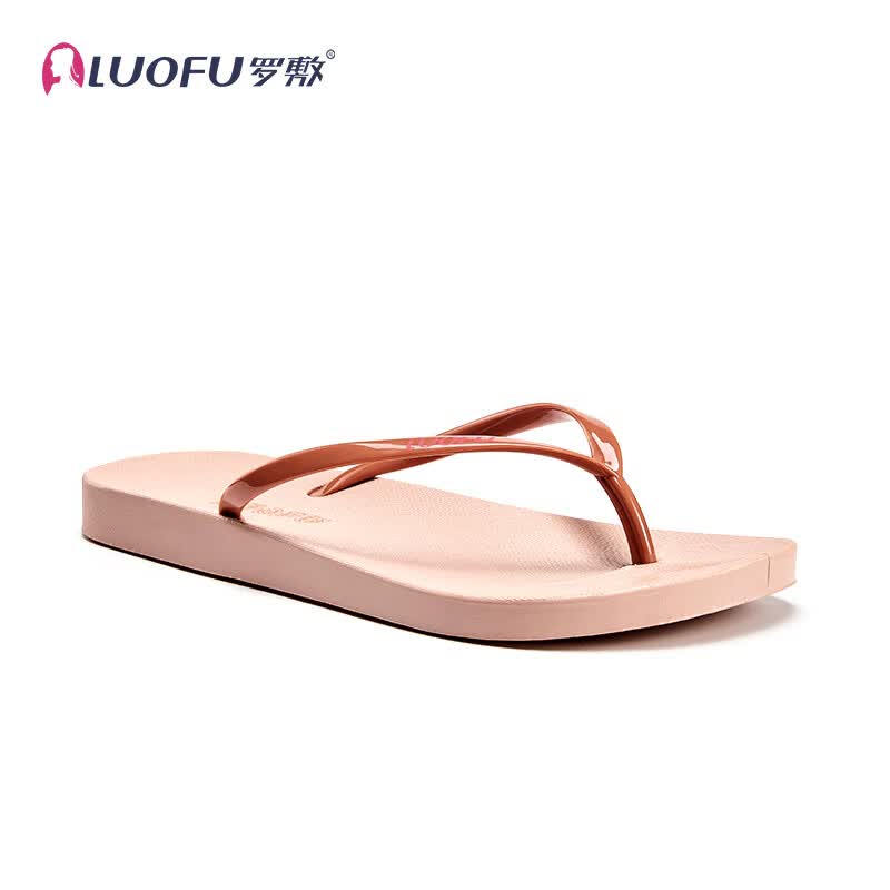 罗敷（Luo Fu）罗敷人字拖女夏可外穿黑时尚夹脚平底防滑洗澡沙滩情侣夹板凉拖鞋 黑色-女款经典款 39