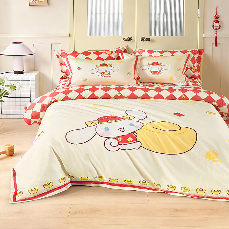 水星家纺儿童三件套60支长绒棉套件A类纯棉100%纯棉裸睡高级感26新款套件 福嘟嘟大耳狗 床单款 （被套200*230cm）