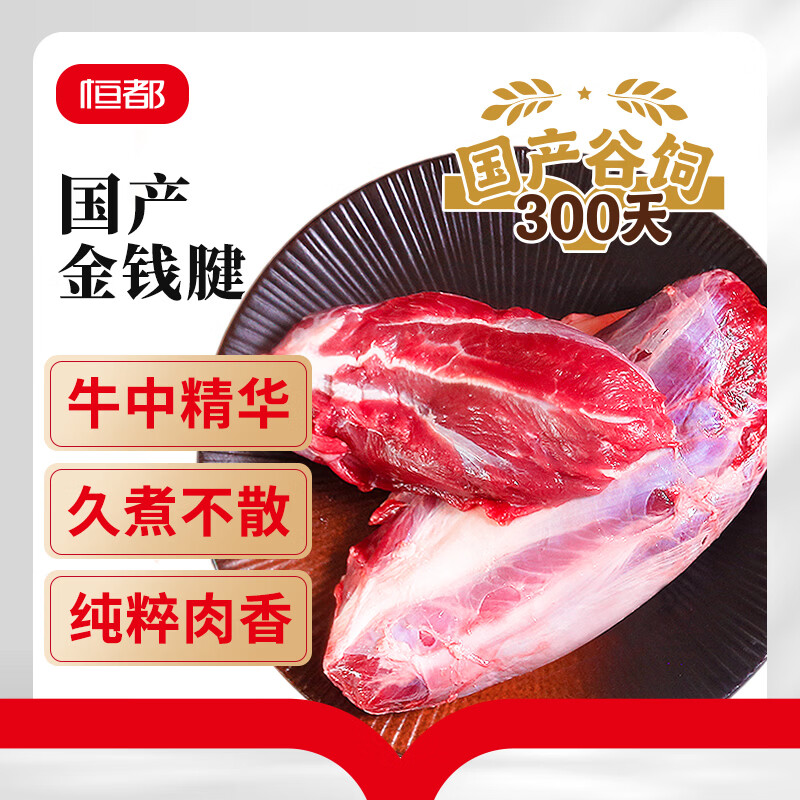 恒都 国产谷饲300天 原切金钱腱 2斤 生鲜牛肉 炖煮食材 健身食材