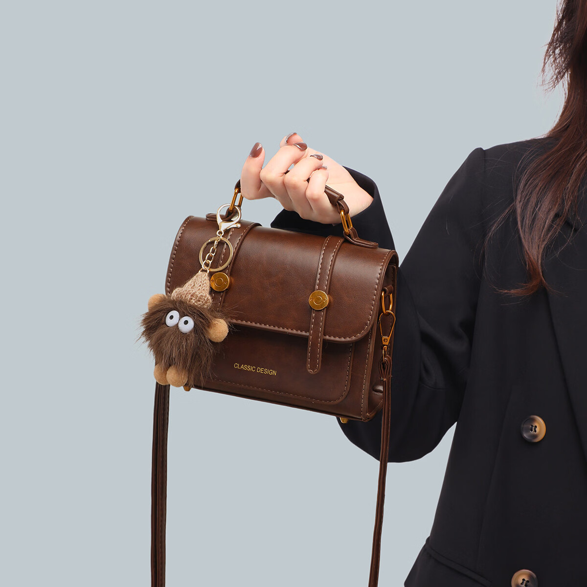 纪诗哲（GIEVSZHE）品牌轻奢侈包包女款2026女士手提剑桥包送老婆女友女神节生日礼物 棕色 品牌礼盒装