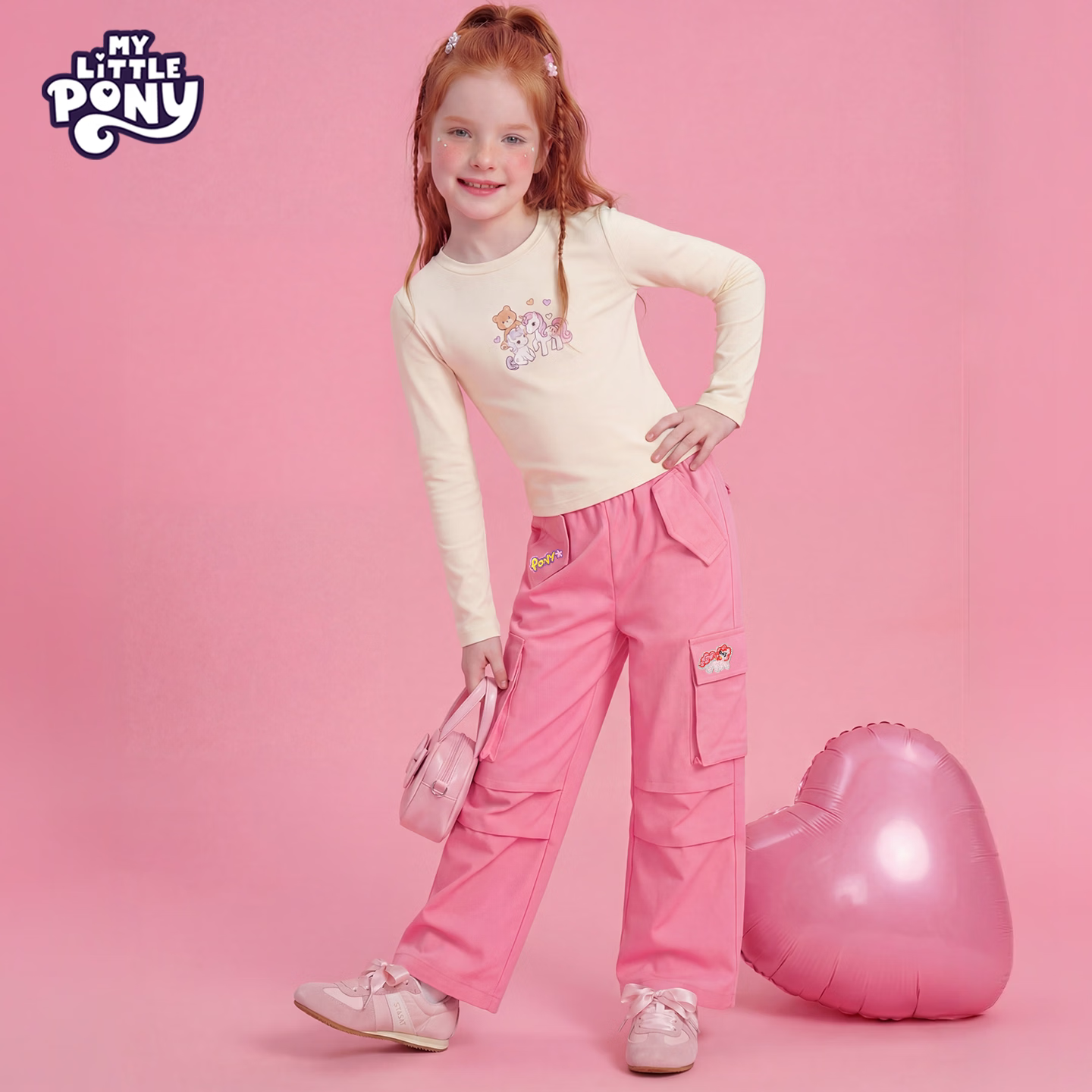 小马宝莉女童裤子2026新款洋气儿童工装裤小女孩超好看休闲长裤子 【直筒工装裤】玫红 110