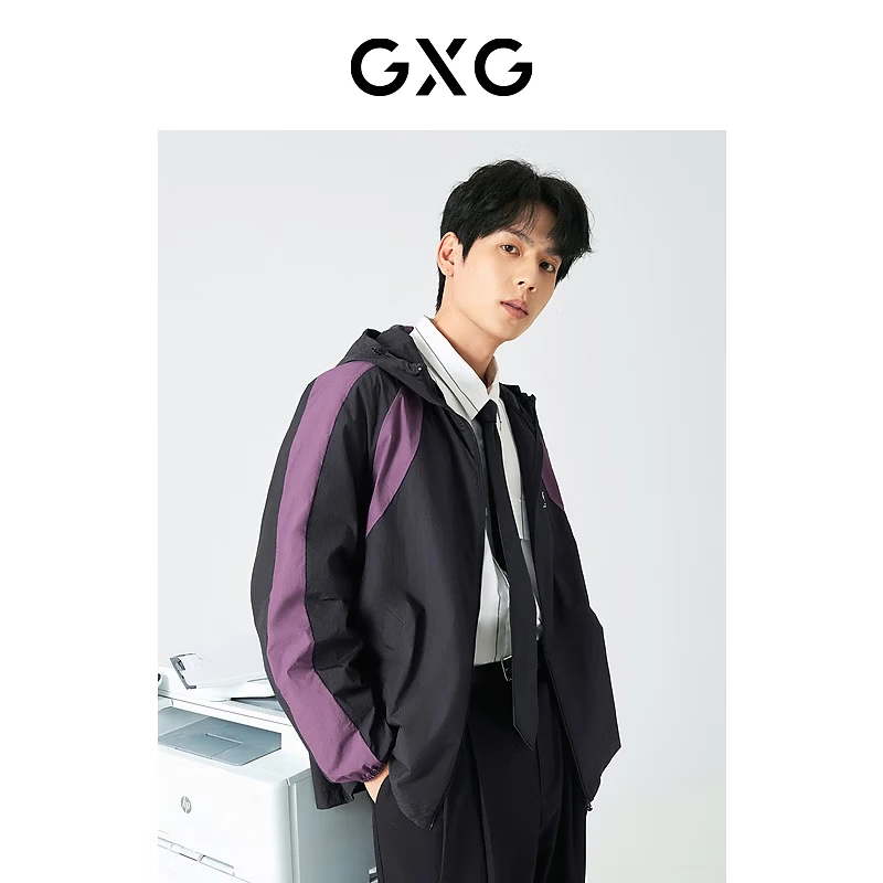 GXG男装 多款夹克合集 G24X212008黑色连帽夹克 L