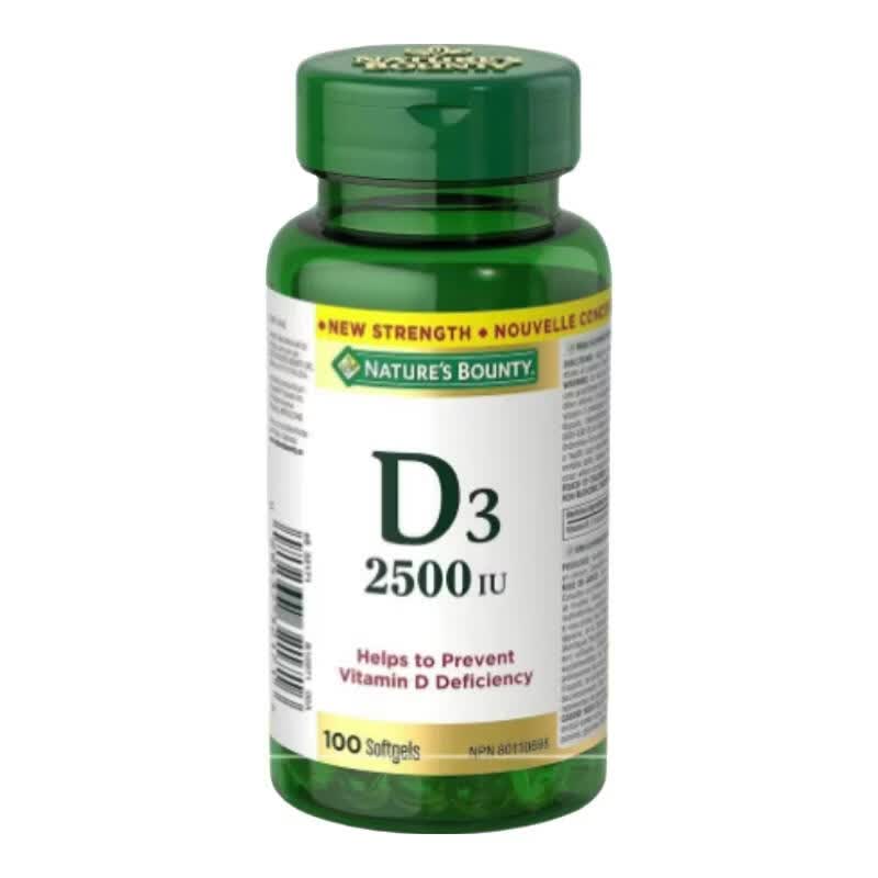 自然之宝（Nature's Bounty）加拿大高含量液体维生素d3软胶囊2500mg100粒 100粒*1瓶