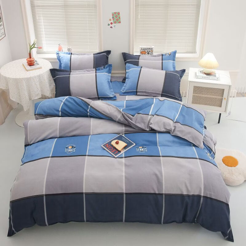 麦琪娜 斜纹磨毛四件套床上用品四件套双人床四件套简约床单被套四件套 40支 爱沙尼亚 1.5/1.8米 床单款 被套200*230cm 四件套