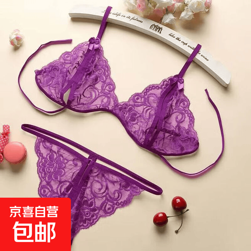 【活动专享】三点式蕾丝开裆性感内裤情趣内衣女丁字裤制服诱惑睡 紫色 均码【建议80-130斤】