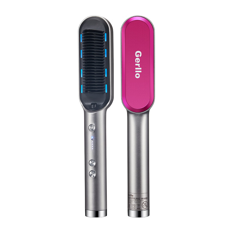 Gerllo直发梳内扣短头发蓬松神器造型梳子卷发棒两用不伤发懒人直发梳新年礼物 KR-Z05S灰色 130mm