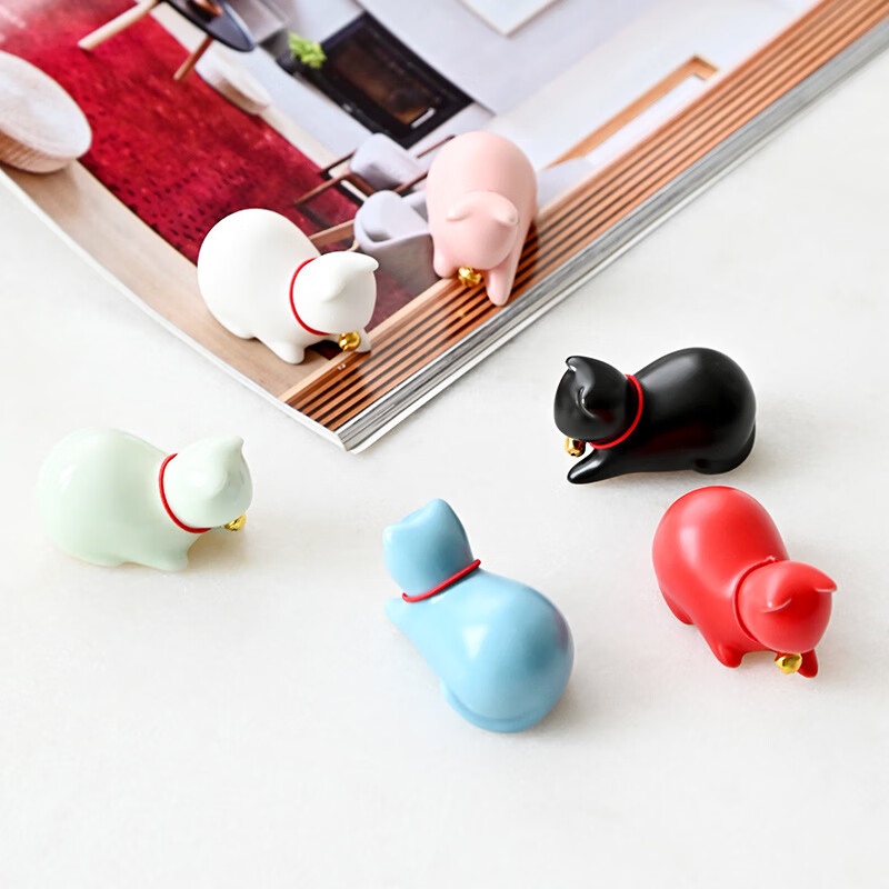 山头林村创意可爱小猫咪摆件家居办公书桌装饰品茶几茶宠摆设好奇萌猫茶玩 本色 好奇猫茶宠青色