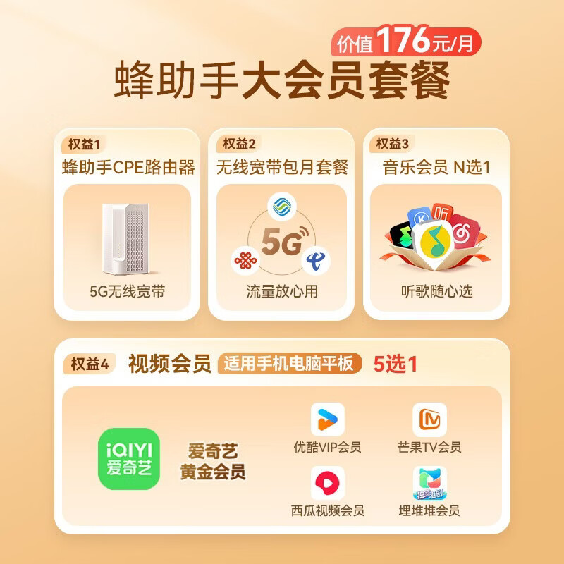 蜂助手5G RedCap CPE路由器P1【轻量级】 家用无线宽带+WiFi6(AX800) 移动随身wifi 无线网卡 P1【含蜂助手大会员M5月卡】