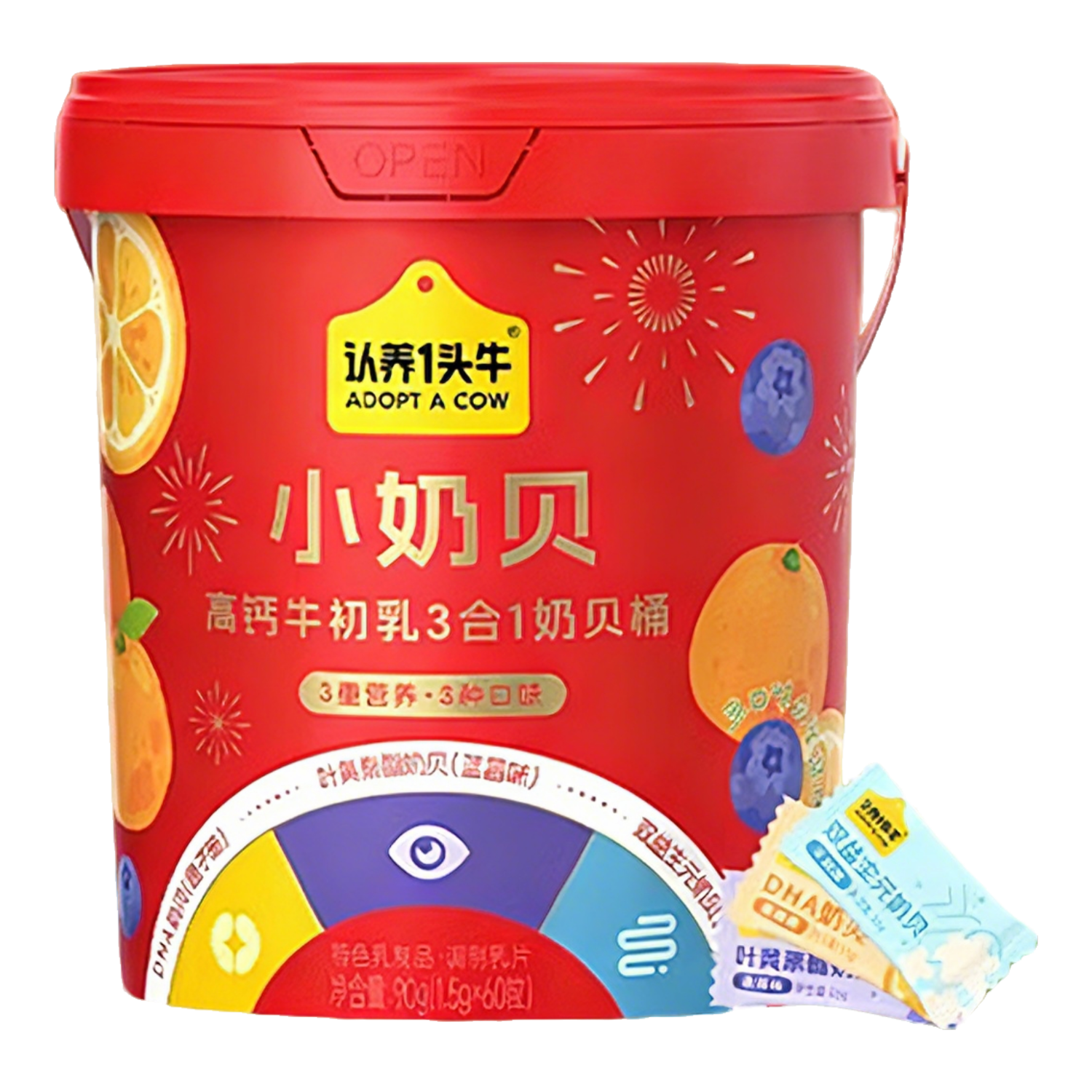 ����һͷţС�̱��߸�ţ����ߵ���3��1ţ������ƬͰDHAҶ��������Ԫ��ͯ ���߸ơ�ţ�����̱�Ͱ90g*1Ͱ