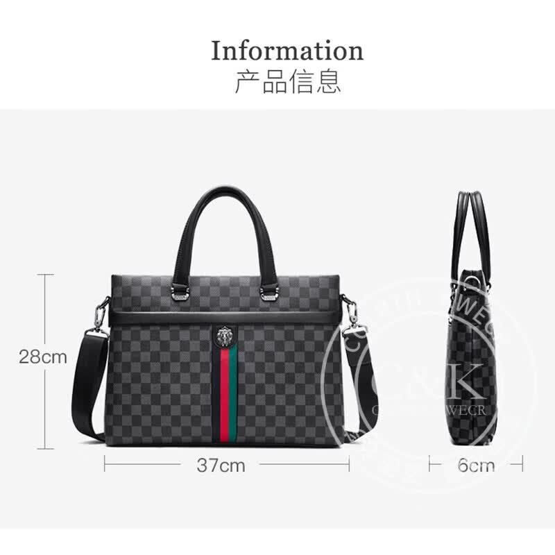 Colrtn Kwecr男士商务公文包大容量出差办公手提包皮包单肩斜挎包电脑包 CO183138.5*28.5*6(14英寸）