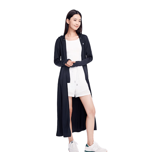 OhSunny长款防晒衣夏季原纱运动透气防紫外线全身防晒服 气质灰-长款 M