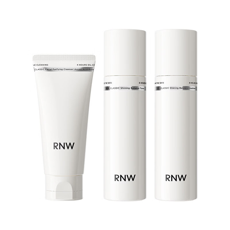 如薇（RNW）水乳套装女烟酰胺护肤品 玻尿酸水乳洗面奶补水保湿化妆品套装 水乳洁面三件套装【油性肌肤】