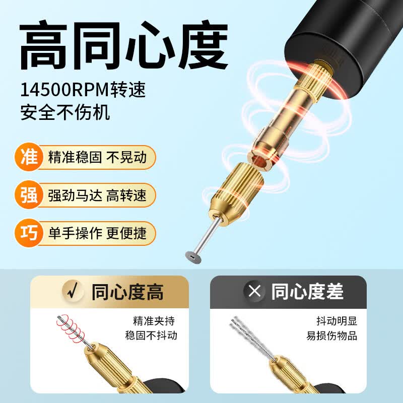 NVE滑丝螺丝取出器笔记本电脑小螺丝滑牙切割神器手机电动螺丝打磨笔 【三档调速+可充电】专业9件套