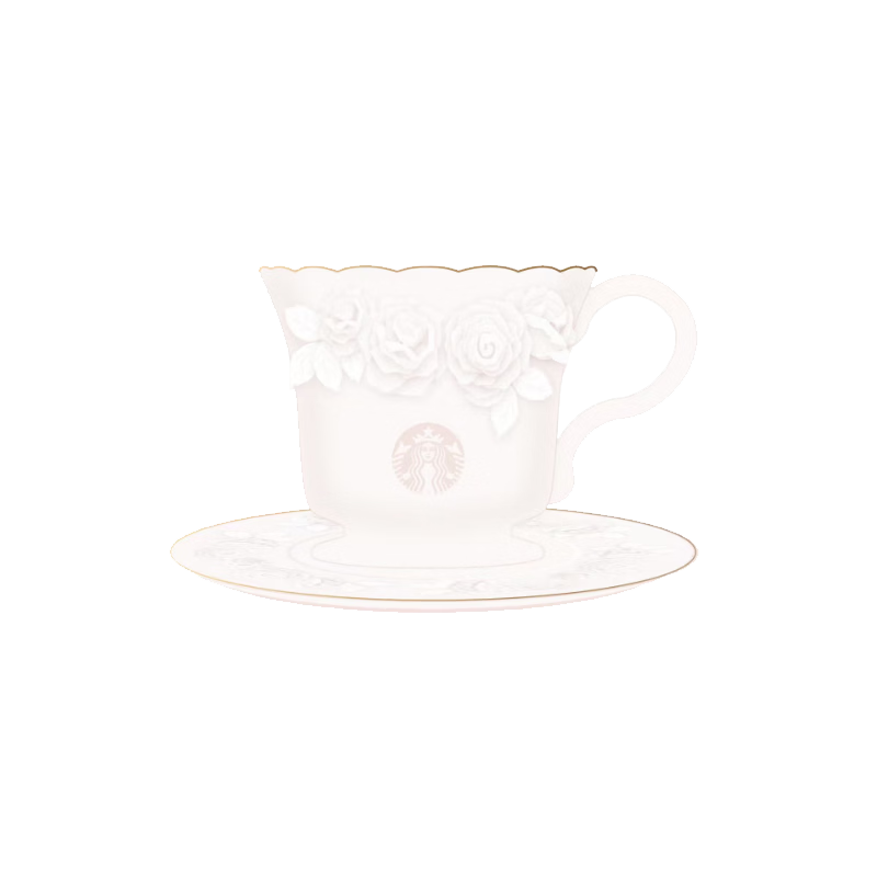 星巴克（Starbucks）万花玫境浮雕款马克杯碟组礼盒260ml咖啡泡茶水杯子生日礼物男女