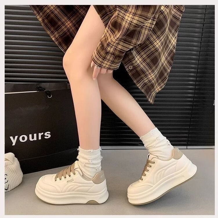 CronetKcnsy厚底运动休闲鞋女春秋季2026新款爆款百搭软底小白鞋面包增高板鞋 K68小白鞋【红色】盒子装 37