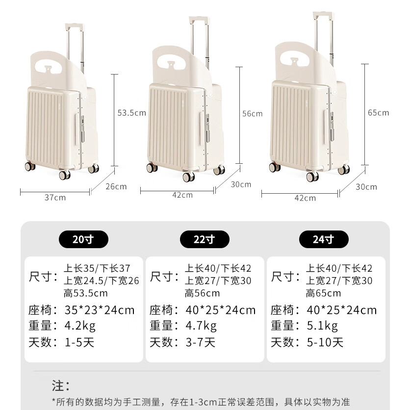 Walker Shop品牌行李箱新款可坐骑旅行箱登机铝框宝妈行李箱儿童宝宝拉杆箱 白色【儿童可坐+折叠靠背】 20英寸 【可登机】