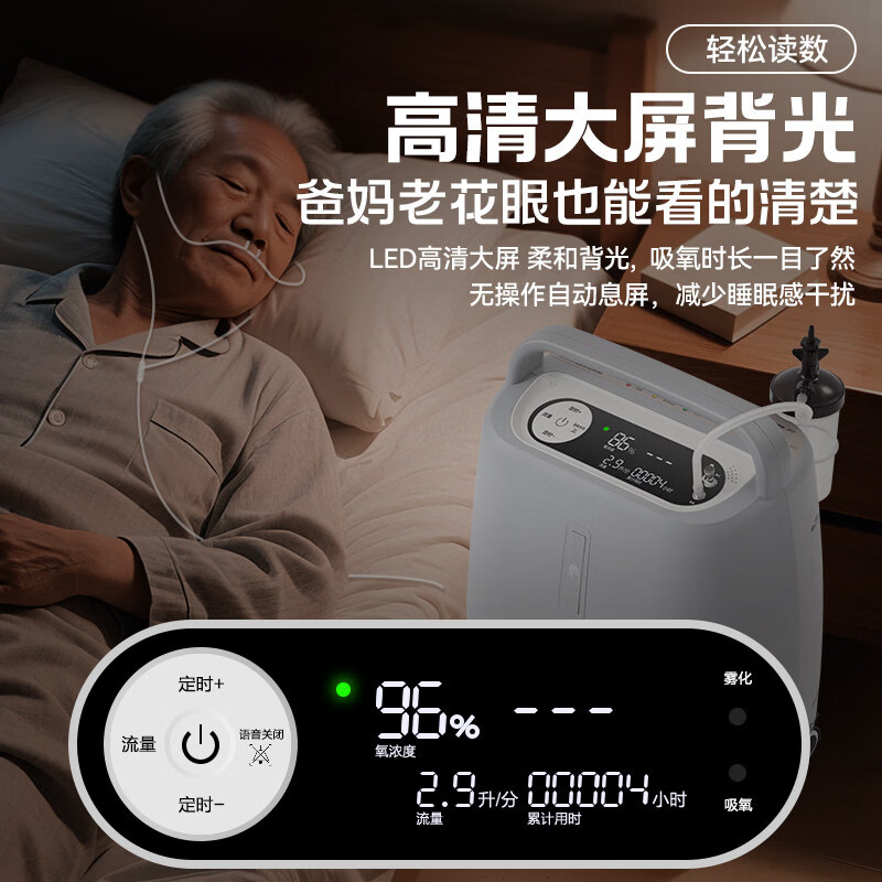 可孚医用级家用制氧机雾化吸氧机老人专用5L升肺气肿呼吸机一体慢阻肺 【3L高性价】168H供氧02-3YW