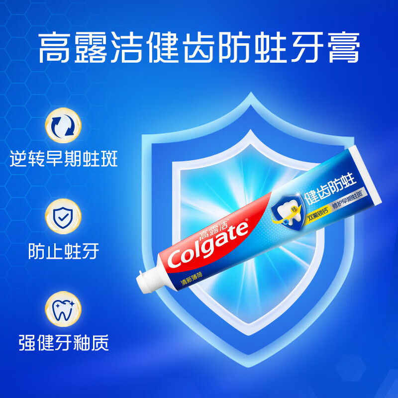高露洁牙膏全面健齿防蛀含氟成人超爽清爽薄荷家庭宿舍囤货装大容量组合 全面防蛀超爽薄荷2支+清新薄荷2支1000g