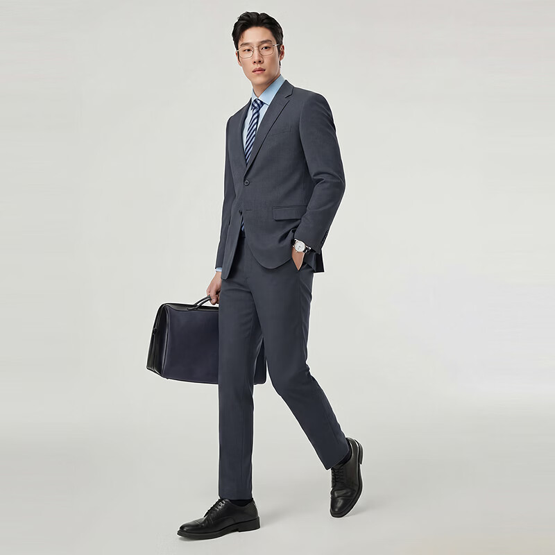 雅戈尔(YOUNGOR)【可机洗绵羊毛莱赛尔】26春夏新款西装外套男西服休闲商务亲肤 灰色VOTN210240DJA上衣 165A 165/88A (推荐55-60公斤)