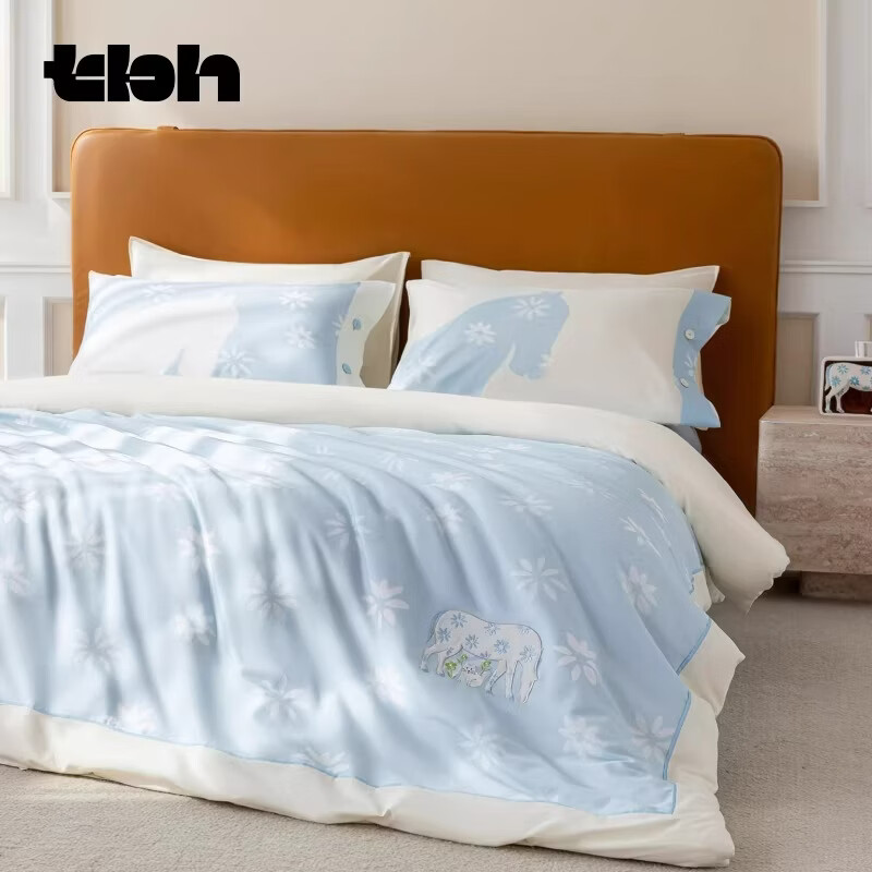 野兽派家居（tbh）床上四件套四季全棉缎纹印花单双人床品套件 全棉缎纹印花床品 小花马 1.8m床 床单款 （被套220*240cm）