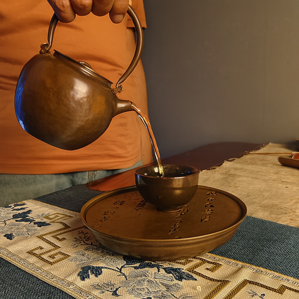 纯紫铜手工锤纹烧水壶炭火功夫茶具围炉煮茶壶家用小号煮水壶 紫铜提梁小号烧水壶（咖色）