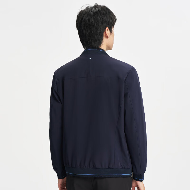 才子（TRIES）商务休闲行政风夹克男25新款简约棒球领撞色刺绣通勤防风男外套 深蓝色 3XL (185/100A)