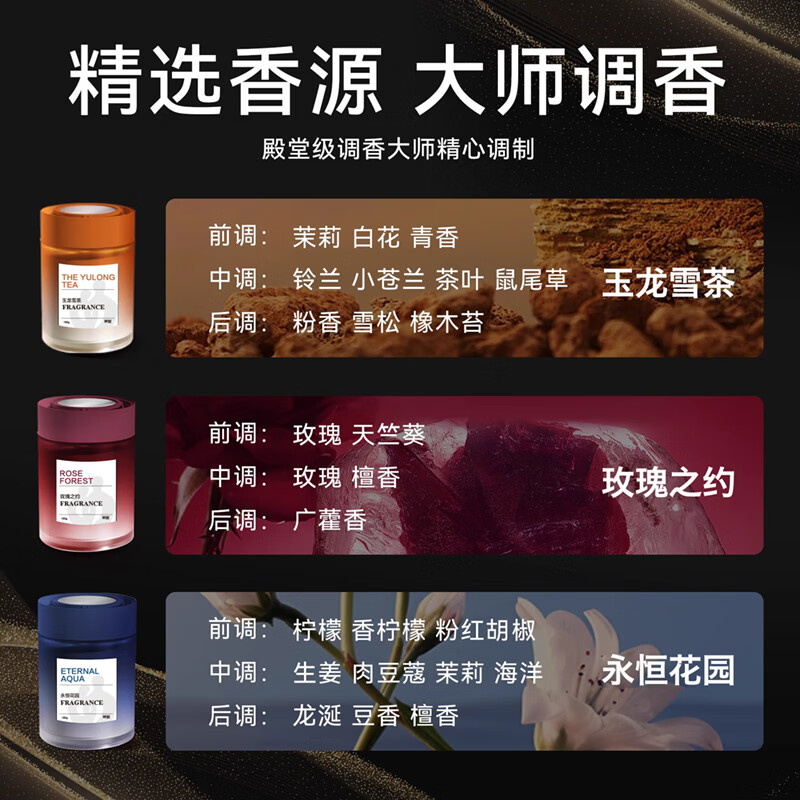 蕉爱香薰车用汽车香水香氛车载香膏车内扩香除味持久淡香氛 玫瑰之约(若风3瓶)