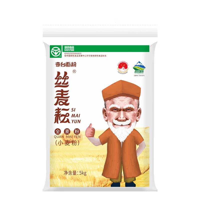 丝麦耘全麦粉面粉10斤装 新疆奇台面粉粗粮粉含膳食纤维 10斤 * 1袋