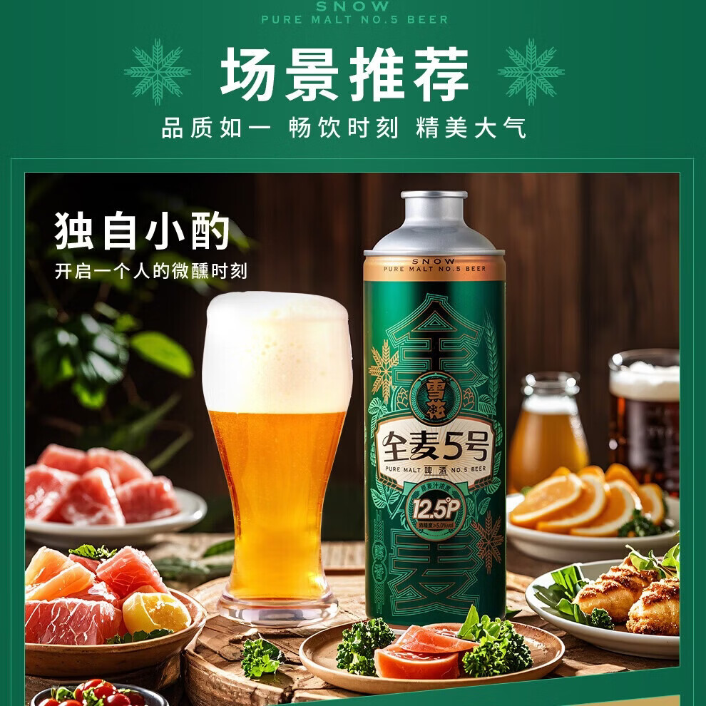 雪花（SNOW）啤酒全麦5号马年限定福罐组合装精酿啤酒 马年福罐1LX12罐+全麦5号 1L 6罐 组合装