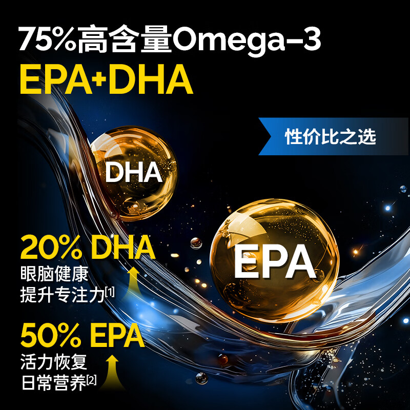Hot Rule鱼油omega-3高纯度深海鱼油EPA+DHA健脑护眼胶囊便携 【囤货首选】深海鱼油 30粒*2瓶