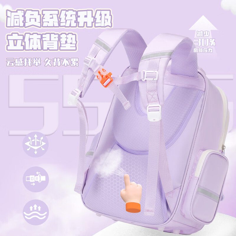 EQSK 线条小狗书包女小学生三到六年级减负护脊轻便大容量儿童双肩包 经典黑C款-赠送27件套大礼包