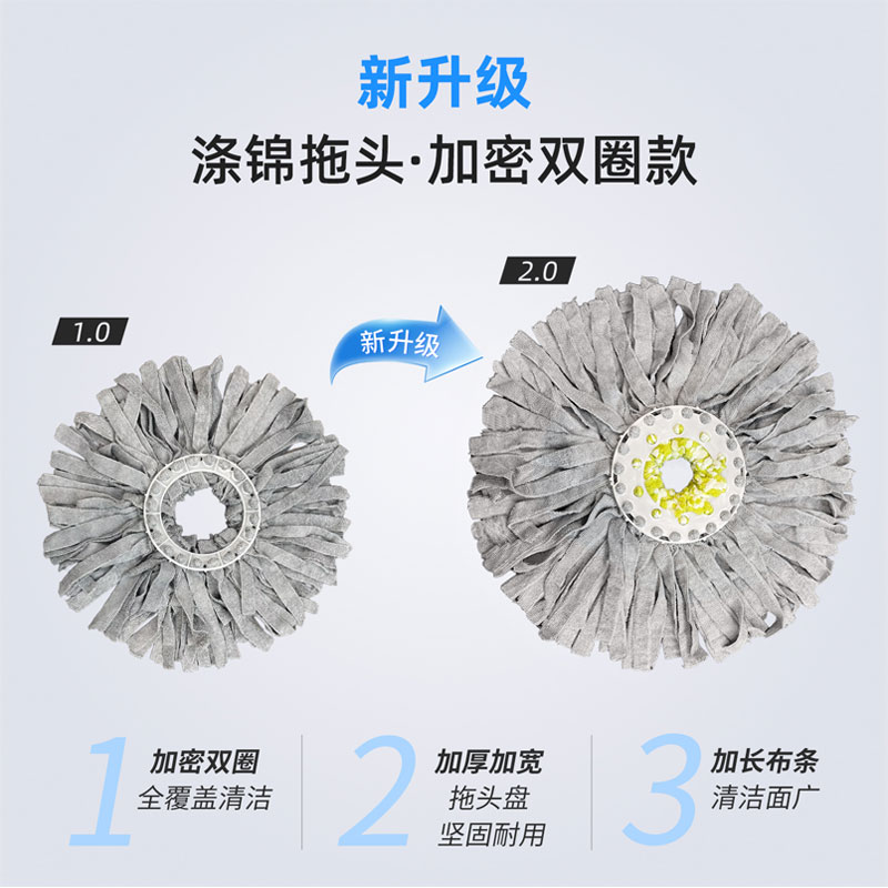 太太乐大号不锈钢旋转拖把桶免手洗甩干脱水双驱动好神拖墩布甩水拖地 金刚侠不锈钢旋转拖把【不锈钢杆+5个布头】