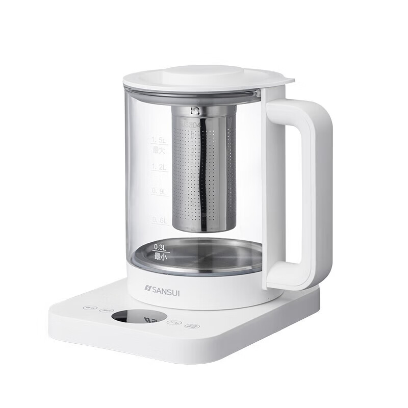 山水（SANSUI）养生壶电水壶加热壶花茶壶炖煮一体多功能玻璃壶1.5L家用大容量送礼企业团购福利推荐 乳白色 1.5L