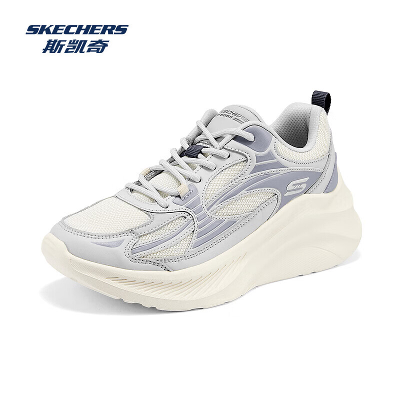 斯凯奇（Skechers）糕糕鞋丨春夏新款增高舒适透气时尚潮流轻便透气休闲 浅灰色/LTGY 37