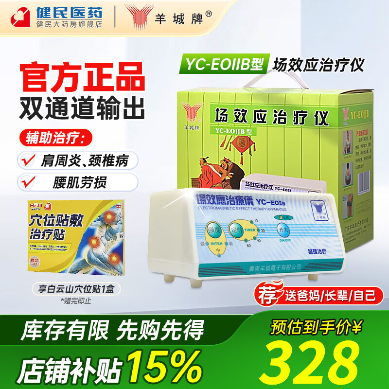 羊城牌 场效应治疗仪YC-EOIIB型 肩周炎颈椎病腰肌劳损热敷家用理疗仪 【标配】羊城型号YC-EOIIB（双通道）